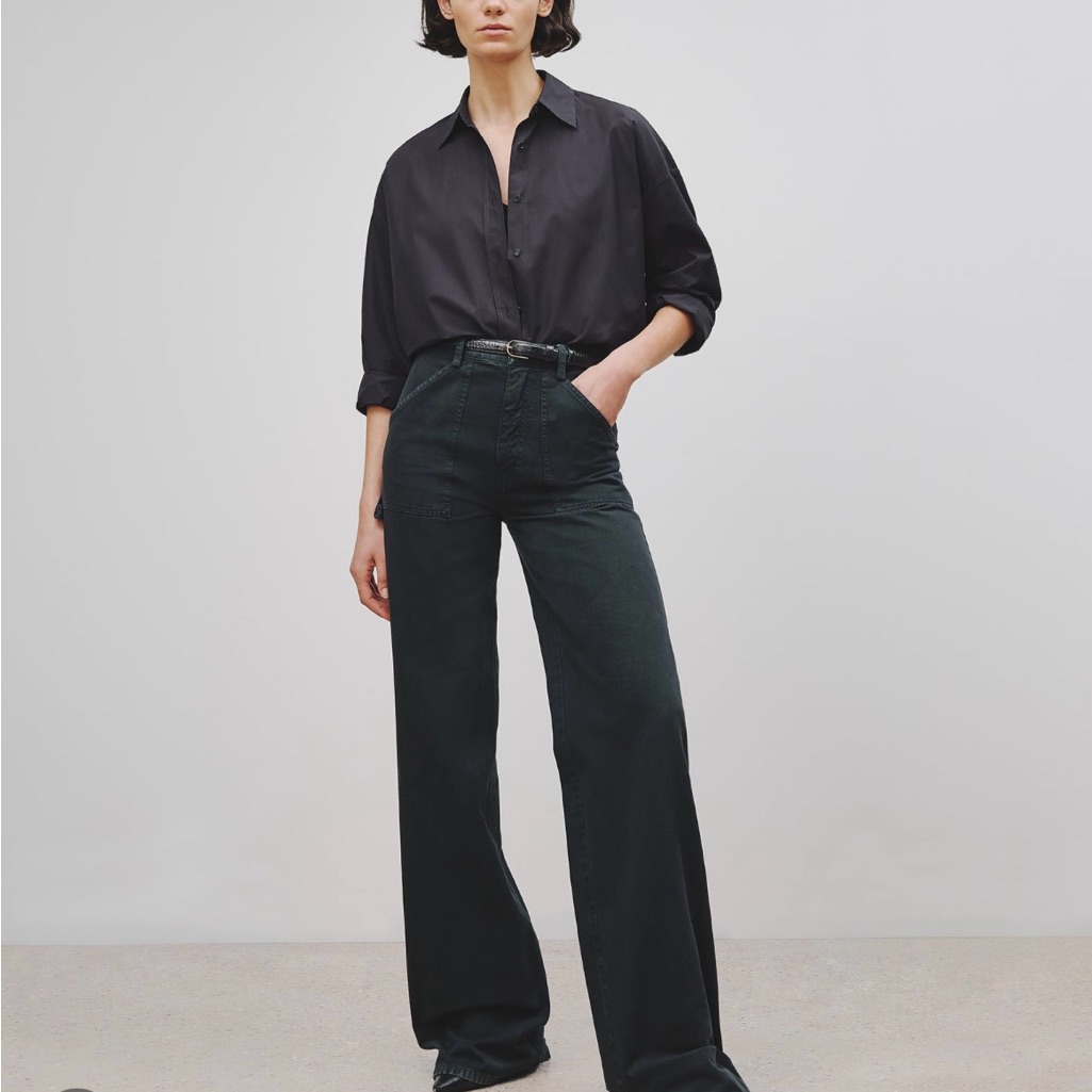 Nili Lotan Straight Leg Pants In Deep Forest Green